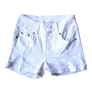 Mitzi Butt Lifting White Stretch Denim‎ shorts Size Large